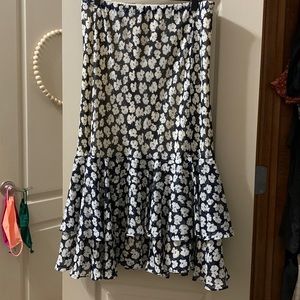 Chaps Midi Floral Ruffle Skirt